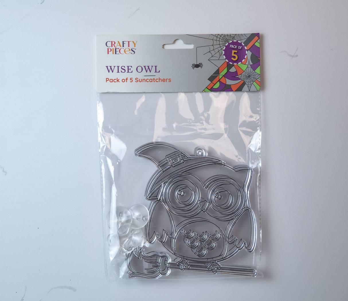 Suncatcher  -  Wise Owl  -  Pack of 5 with Suction Hooks