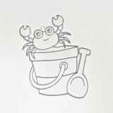 Suncatcher  -  Bucket & Crab  - Pack of 5 with Suction Hooks
