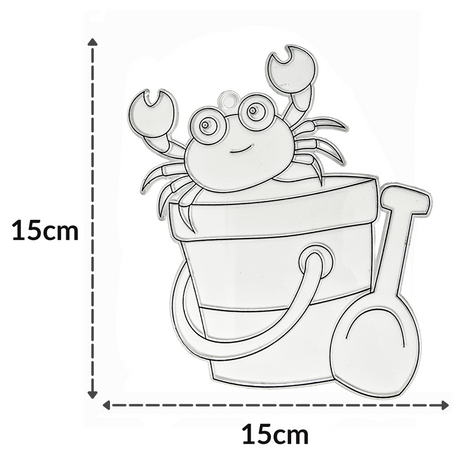 Suncatcher  -  Bucket & Crab  - Pack of 5 with Suction Hooks