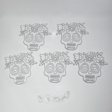 Suncatcher  -  Day of the Dead Skull  - Pack of 5 with Suction Hooks