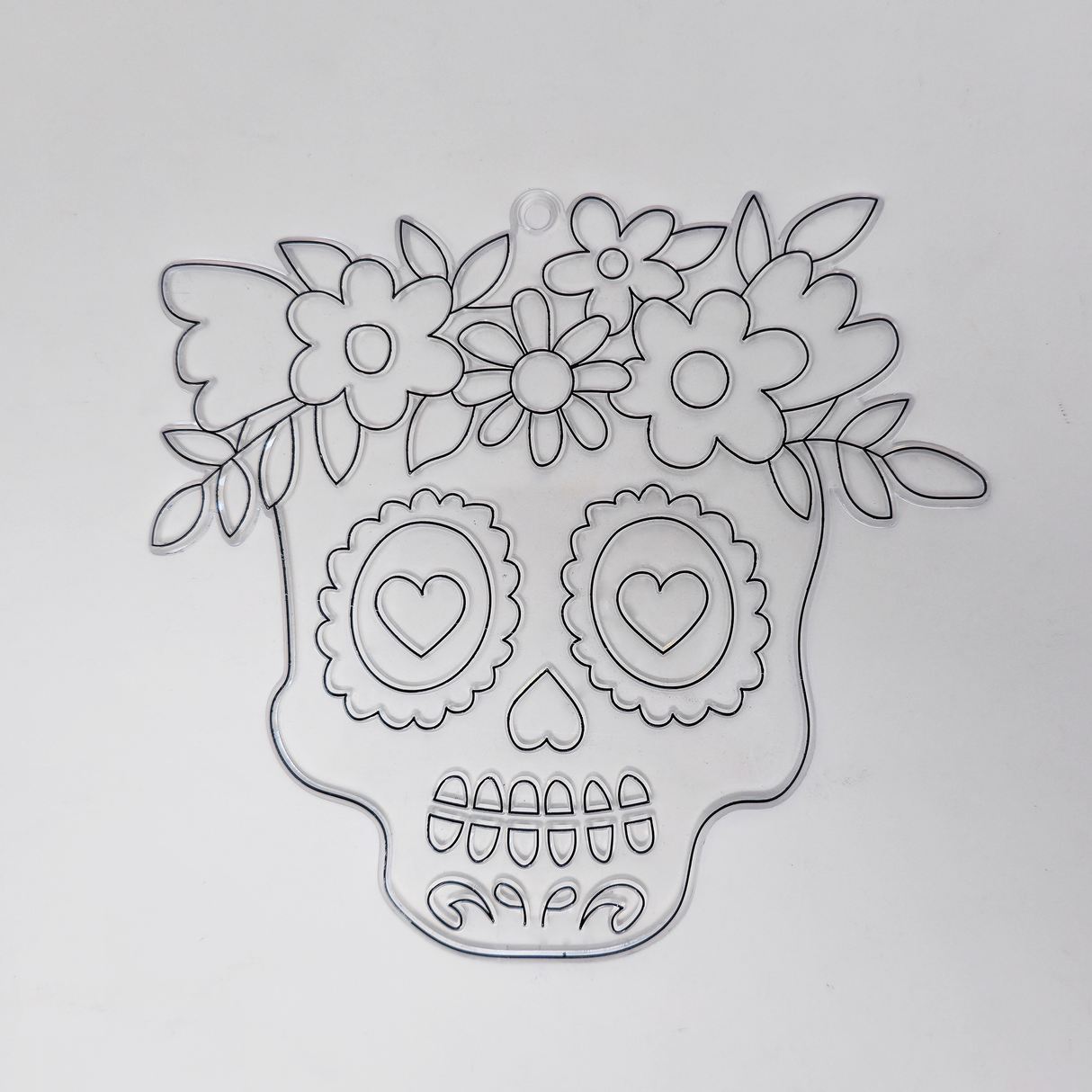 Suncatcher  -  Day of the Dead Skull  - Pack of 5 with Suction Hooks