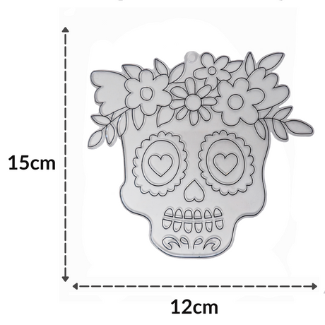 Suncatcher  -  Day of the Dead Skull  - Pack of 5 with Suction Hooks