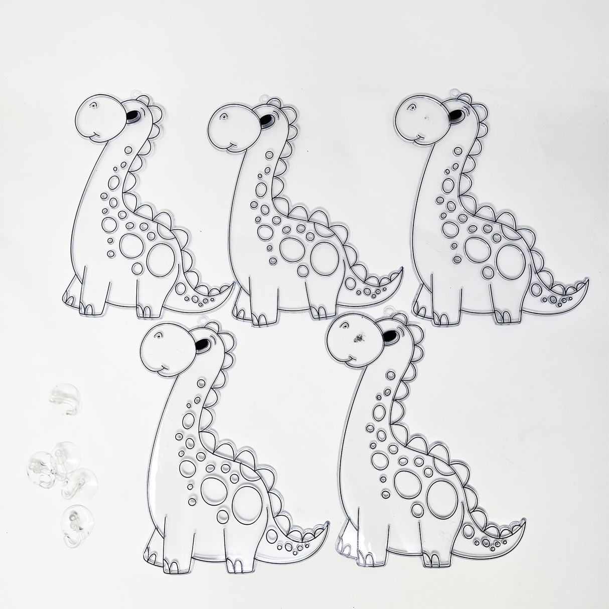 Suncatcher  -  Dino Diplodocus   -  Pack of 5 with Suction Hooks