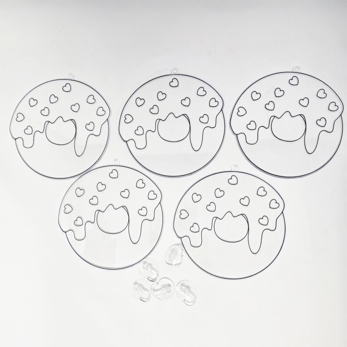Suncatcher  -  Donut   -  Pack of 5 with Suction Hooks