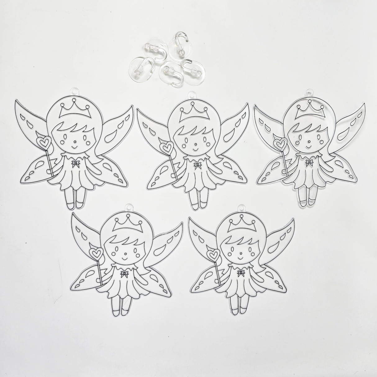 Suncatcher  -  Fairy  -   Pack of 5 with Suction Hooks