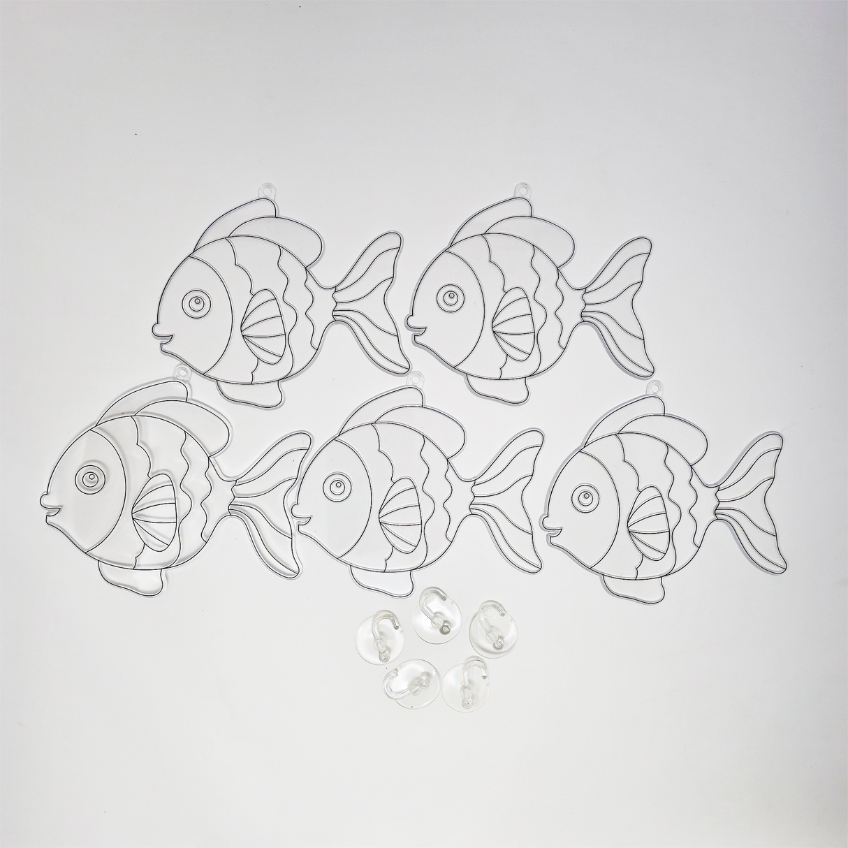 Suncatcher  -  Fish   -   Pack of 5 with Suction Hooks