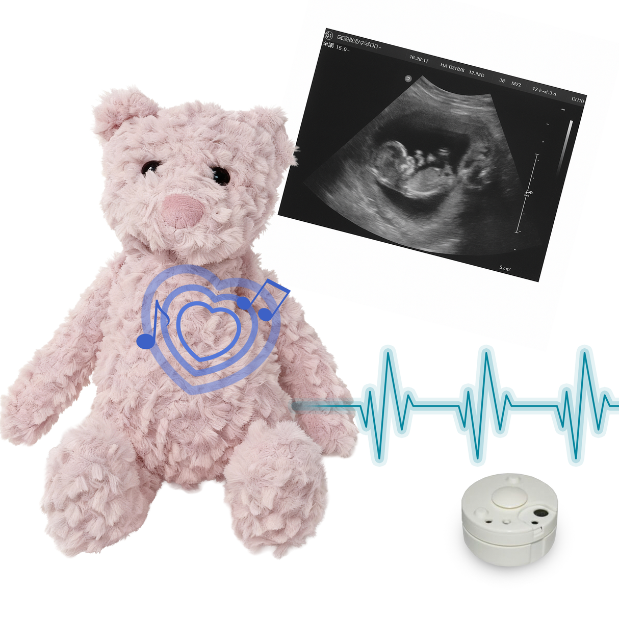 Heartbeat Stuffed Bear Flopsy Pink Teddy (10"")