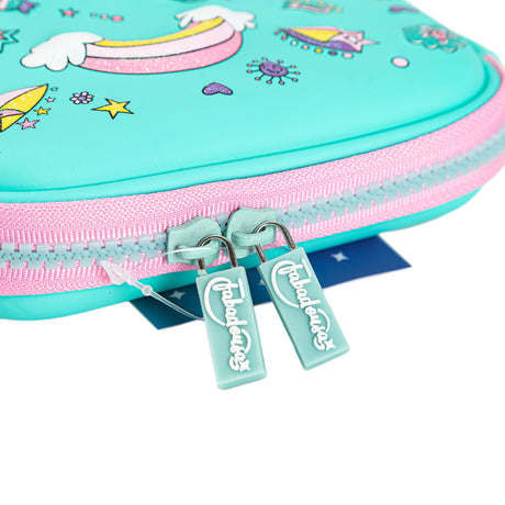 Turquoise Blue Unicorns & Rainbows Hardtop Pencil Case