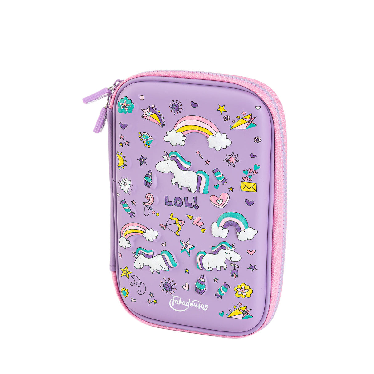 Lilac Unicorns & Rainbows Hardtop Pencil Case