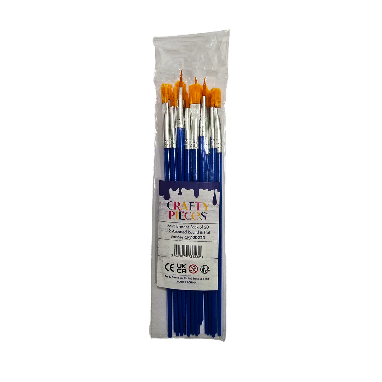 Paint Brushes Pack of 20 - 2 Assorted Round & Flat Brushes