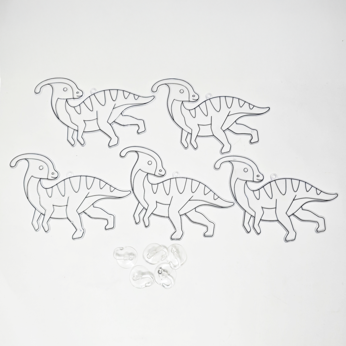 Suncatcher  - Dino Parasaurolophus  -   Pack of 5 with Suction Hooks