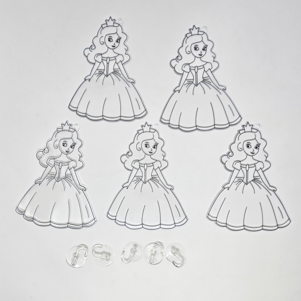 Suncatcher  -   Princess  -  Pack of 5 with Suction Hooks