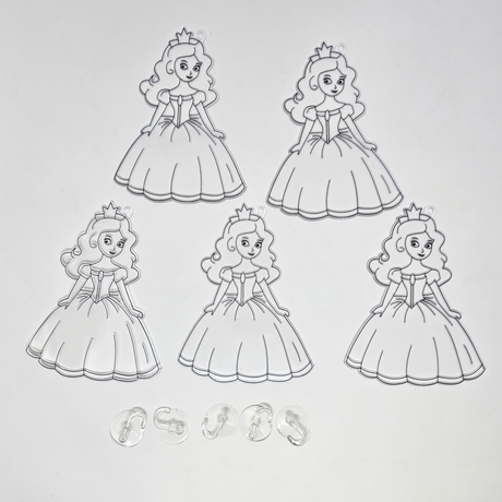 Suncatcher  -   Princess  -  Pack of 5 with Suction Hooks