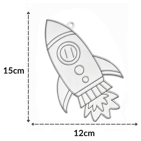 Suncatcher  -  Rocket  -  Pack of 5 with Suction Hooks