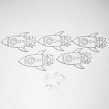 Suncatcher  -  Rocket  -  Pack of 5 with Suction Hooks