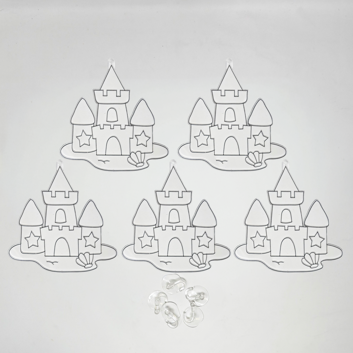 Suncatcher  -   Sand Castle  - Pack of 5 with Suction Hooks
