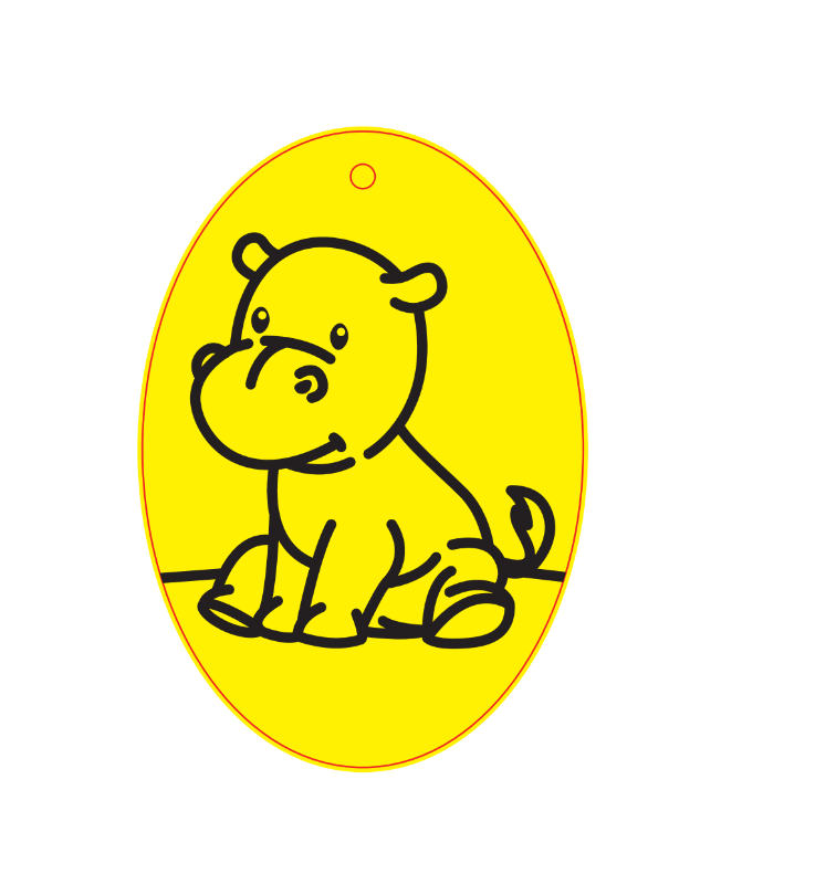 Baby Hippo Oval Sand Art Picture (10 Pack)