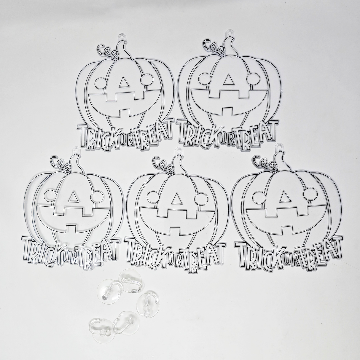 Suncatcher  -  Pumpkin  - Pack of 5 with Suction Hooks