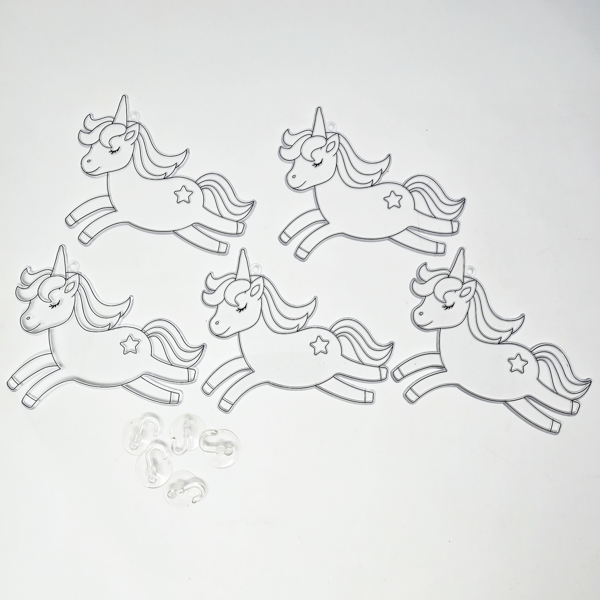 Suncatcher  -   Unicorn  - Pack of 5 with Suction Hooks