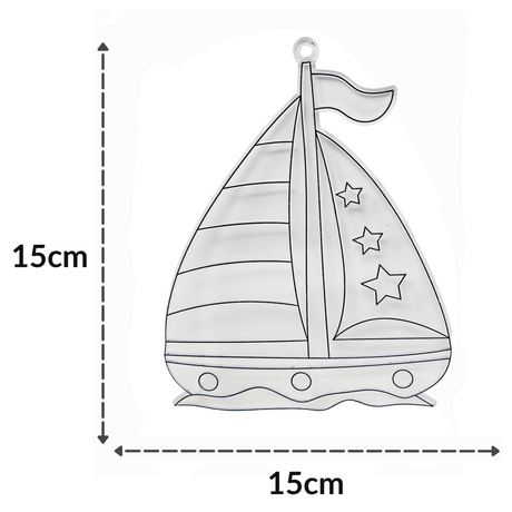Suncatcher  -  Yacht  - Pack of 5 with Suction Hooks