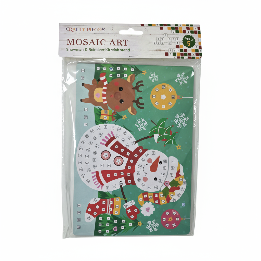 Mosaic Art Snowman & Reindeer Kit Pack of 5