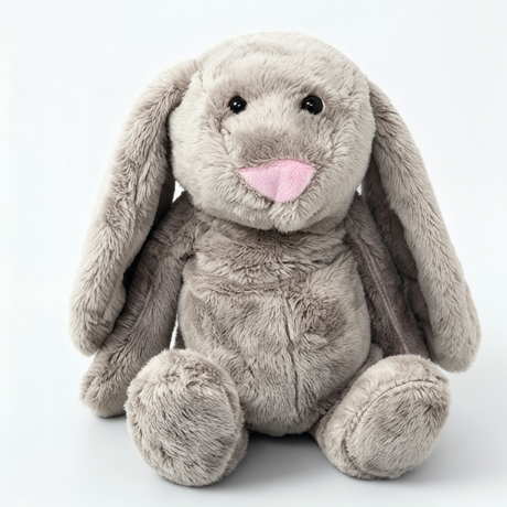 Heartbeat Stuffed Bear Flopsy Grey Bunny Pink Nose  (10"")