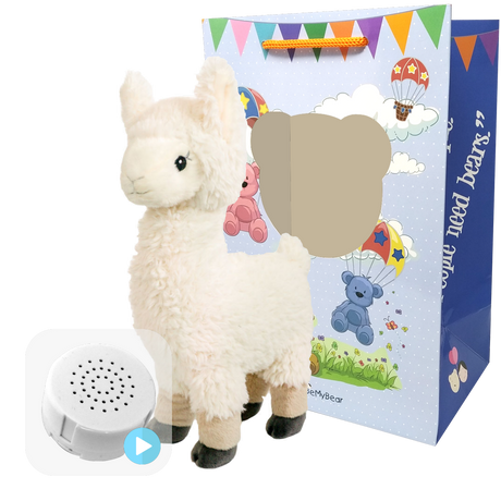 Llama 16" Baby Heartbeat Bear (Birth Certificate, Stuffed, Sound Recorder, Skin, Heart)
