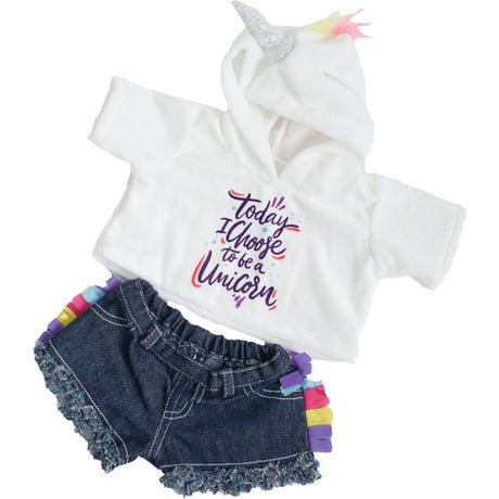 Unicorn Hoodie & Shorts 16" Outfit
