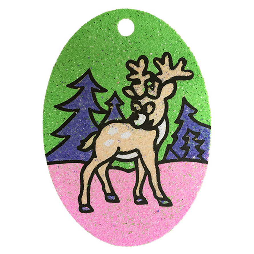 Winter Deer Oval Sand Art Picture (10 Pack)