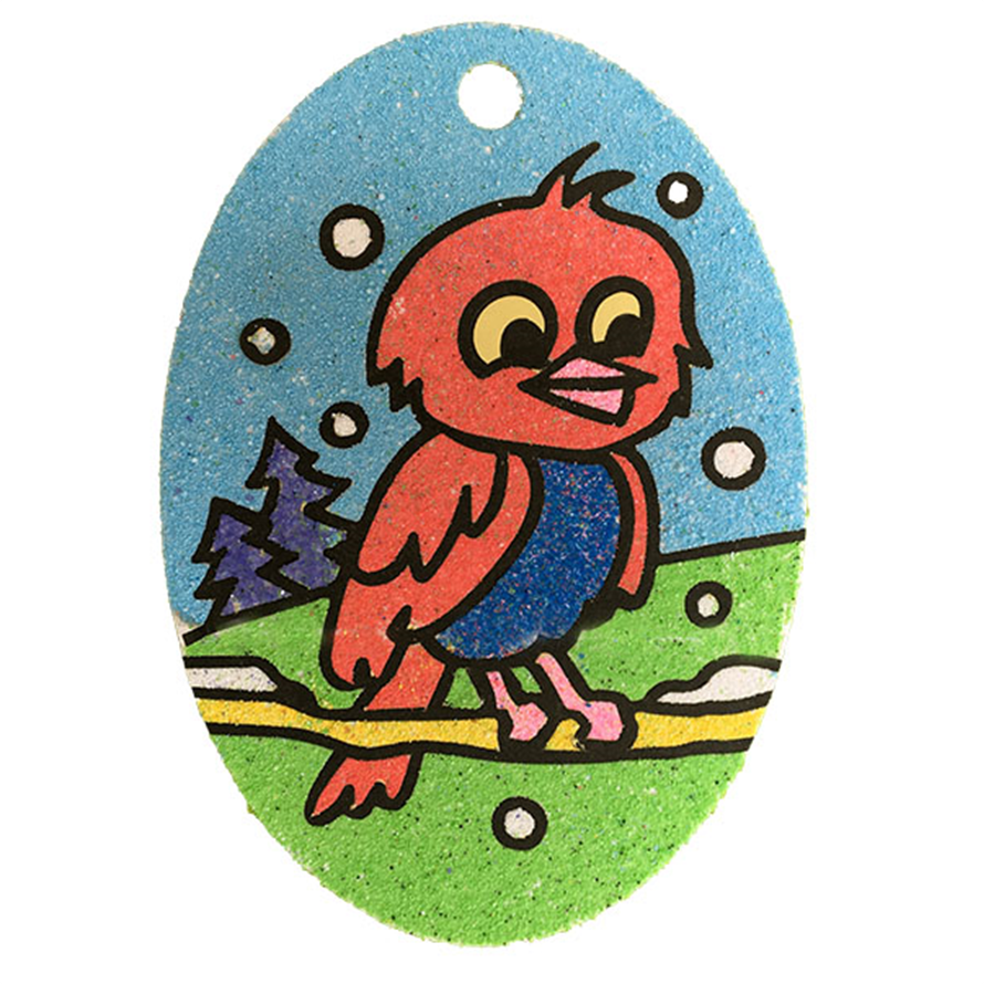 Winter Robin Oval Sand Art Picture (10 Pack)