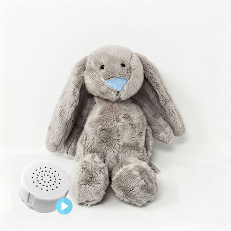 Flopsy Grey Bunny Blue Nose 10" Baby Heartbeat Bear