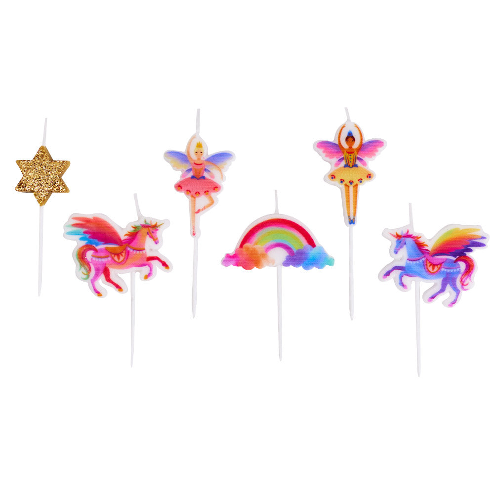 Unicorn Fairy Princess Candles (x6)
