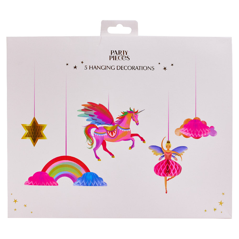 Unicorn Fairy Princess Honeycomb Decorations (x5)