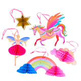 Unicorn Fairy Princess Honeycomb Decorations (x5)