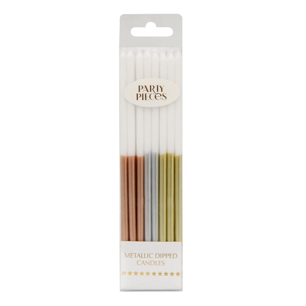 Assorted Metallics - Dipped Metallic Tall Candles (x16)