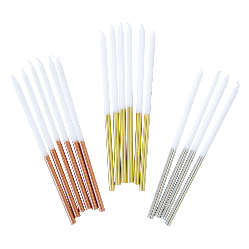 Assorted Metallics - Dipped Metallic Tall Candles (x16)